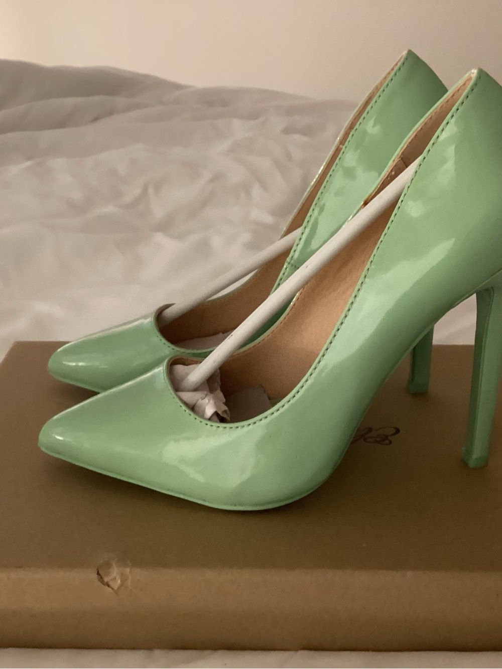 Mint Green Patent Pointed-Toe Stiletto Pumps